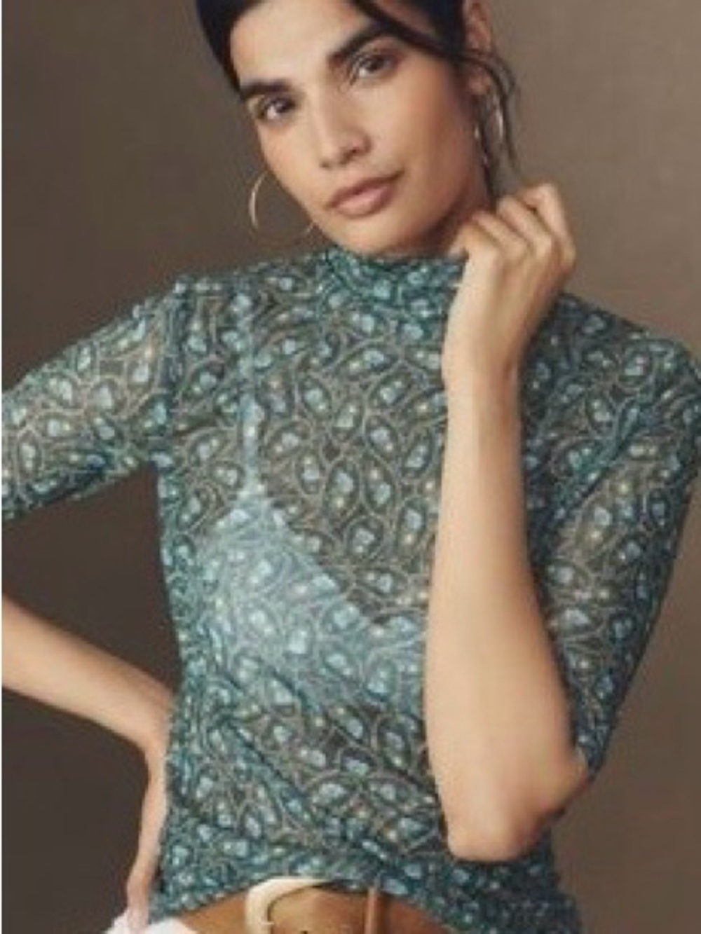 Anthropologie half sleeve mesh top